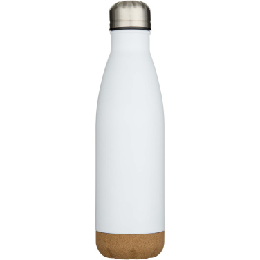 Logotrade Geschäftsgeschenke das Foto: Cove 500 ml doppelwandige, vakuumisolierte Trinkflasche aus Edelstahl mit Korkdetails